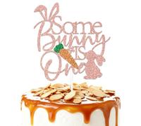 ZCXVC Some Bunny Is One Cake Topper Some Bunny Is One Decorations Happy 1st Birthday Party Decoration Supplies Rose Gold Glitter