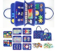 ZCYLPT Busy Board for Toddlers,Montessori Toys for 1-4 Year Old Educational Learning Activity Sensory Board for Fine Motor Skills, Portable Travel Toys for Girls/Boys Gifts Blue(Dinosaur)