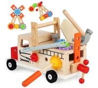 ZCYLPT Wooden Kids Tool Set,Portable Wooden Truck Kids Tool Box,Montessori Toys for 2-4 years old,Role Play Educational Construction Toddler Toys,Boy Girl