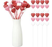 ZCYSRLQIN 24 Pcs Glitter Foam Hearts Sticks Foam Heart Picks Sparkly Hearts Styrofoam Stems Puffy Heart Wooden Picks for Wedding Decorations Flower Arrangements Crafts (Red,Pink,White)