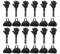 ZCYSRLQIN 24 Pcs Hand Clappers and Metal Cowbells Noise Makers Cheering Clappers Cow Bells Handle Cheers Dance Basketball Football Noise Makers Sporting Events Graduation School Sports Party (Black)