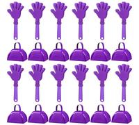 ZCYSRLQIN 24 Pcs Hand Clappers and Metal Cowbells Noise Makers Cheering Clappers Cow Bells Handle Cheers Dance Basketball Football Noise Makers Sporting Events Graduation School Sports Party (Purple)