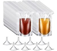 ZCYSRLQIN 240 Pcs Plastic Flask,Reusable Concealable Plastic Drink Pouches for Adults,Cruise Plastic Pouches for Drink Travel Clear Drink Containers with Funnel for Juice Pouches Bottle Kit