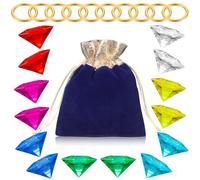 ZCYSRLQIN 25 Pcs Gold Round Rings Set Acrylic Diamond Gemstone Jewelry Alloy Halloween Party Hunting Cake Ornament Gift Bag Blue Hedgehog Power （0.9 x 1.3 inches）