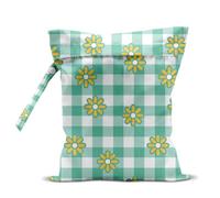 zcyxuuw Wet Bag, Wet Dry Bag, Waterproof Swim Bags, Machine Washable Reusable Bags for Beach, Pool, Diapers, and Dirty Yoga Gym Clothes(Little Daisy & Green Gingham Design)