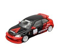 ZCYYUE Scale Models INNO 1:64 Sports Car Model Civic 6th Generation EK9 Type-R Black And Red Advan Suitable For Honda Civic Coupe Simulation