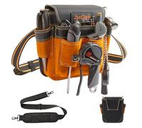 ZczCjWq Tool Belt,9 Pockets Professional Leather Tool Belts with Suspenders for Men, Heavy Duty Detachable Adjustable Utility Belt Work Bags for Electrician, Carpenter,Construction