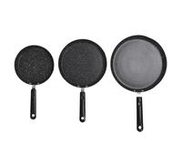 ZCZDHNA 3 Piece Frying Pan Set Black Aluminum Alloy Portable Anti Stick Frying Pan for Egg Mille Feuille Pizza