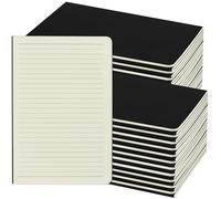 ZCZN A5 Lined Notebooks, 48 Pack Ruled Notepad, Black Kraft Cover Travel Journal for School, Work & Notes