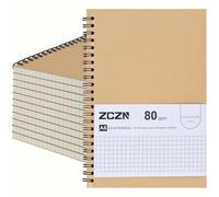 ZCZN A5 Squared Notebook, 12 Pack Spiral Notebooks for School, Study, Office Use, 120 Pages/60 Sheets