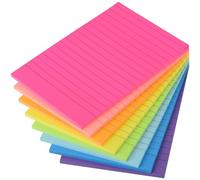 ZCZN Lined Sticky Notes - 8 Pads, Bright Colours Self-Stick Notes, 98mm x 150mm, 40 Sheets/Pad, 320 Sheets Total