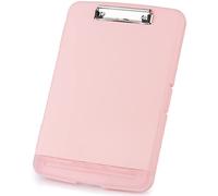 ZCZN Plastic Clipboard with Storage, A4 Clipboard Folder with Separate Pen Compartment, Light Pink
