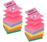 ZCZN Pop-up Sticky Notes 76 x 76 mm, 12 Pads Assorted Colours Self-Stick Z Notes, 100 Sheets/Pad, (Orange,Yellow,Pink,Light Purple,Rose Red,Green)