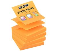ZCZN Pop-up Sticky Notes 76 x 76 mm, 4 Pads Bright Colour Self-Stick Notes, 100 Sheets/Pad, Orange
