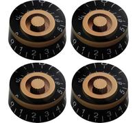ZCZQC 4PCS Guitar Plastic Knobs Volume and Speed Control Knobs 1.02x0.45in LP Style Bass Potentiometer Electric Guitar Parts Compatible with White Numbers Black