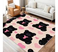 ZDABAOEC Bear Rugs for Nursery - Bear Heart Rugs for Living Room, Bedroom, Cartoon Carpet, Washable Non Slip Small Rug, Soft Low Pile Patterned Area Rug & Home Decor & Gifts, 60 x 110cm