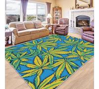 ZDABAOEC Cannabis Leaf Rug - Green Cannabis Trippy Rug - Marijuana Leaf Rugs, Weed Carpet, Green Cannabis Trippy Home Decor Non Slip Small Rug, Washable Rug, Anti Slip Low Pile Area Rug, 80 x 150cm