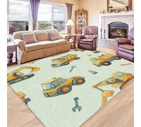ZDABAOEC Digger Rugs for Boys Bedroom - Digger Rug - Construction Vehicle Rugs, Excavator Carpet, Digger Home Decor Non Slip Small Rug, Washable Rug, Anti Slip Low Pile Area Rug, 60 x 90cm