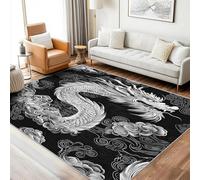 ZDABAOEC Dragon Decorations - Japanese Dragon Rugs for Living Room, Bedroom, Chinese Carpet, Washable Non Slip Large Rug, Soft Low Pile Patterned Area Rug & Home Decor & Gifts, 140 x 200cm