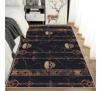 ZDABAOEC Gothic Rugs for Bedroom - Gothic Skull Rug - Dark Black Rugs, Horror Skeleton Carpet, Goth Home Decor Non Slip Small Rug, Washable Rug, Anti Slip Low Pile Area Rug, 50 x 80cm