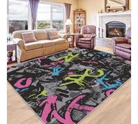ZDABAOEC Graffiti Rugs Bedroom for Boys - Graffiti Rug - Hip Hop Rugs, Colorful Carpet, Graffiti Home Decor Non Slip Large Rug, Washable Rug, Anti Slip Low Pile Area Rug, 120 x 170cm