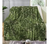 ZDABAOEC Green Leaf Blanket, Fleece Throw Blanket for Bed Sofa Couch, Super Soft Fluffy Flannel Blankets and Throws, Extra Large, Super King Size 230x270 cm