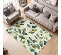 ZDABAOEC Green Leaf Rugs Living Room - Green Leaf Rug - Botanical Rugs, Leaf Carpet, Leaves Home Decor Non Slip Small Rug, Washable Rug, Anti Slip Low Pile Area Rug, 60 x 90cm