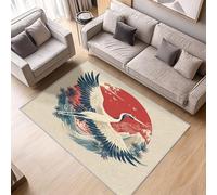 ZDABAOEC Japanese Crane Rugs for Bedrooms, Japan Rugs for Living Room, Asian Style Chinese Home Decor Carpet, Small Area Rug 80 x 150cm, Non Skid Machine Washable Low Pile Soft Flat Rug