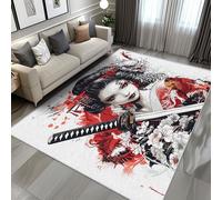 ZDABAOEC Japanese Gifts for Women - Japanese Samurai Rugs for Living Room, Bedroom, Anime Carpet, Washable Non Slip Large Rug, Soft Low Pile Patterned Area Rug & Home Decor & Gifts, 140 x 200cm