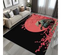 ZDABAOEC Japanese Gifts for Women - Japanese Samurai Rugs for Living Room, Bedroom, Cherry Blossom Carpet, Washable Non Slip Small Rug, Soft Low Pile Patterned Area Rug & Home Decor, 80 x 150cm