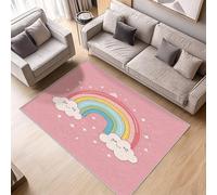 ZDABAOEC Rainbow Rug for Girls Bedroom - Rainbow Cloud Rug - Cute Cartoon Rugs, Kawaii Pink Carpet, Kids Girls Home Decor Non Slip Small Rug, Washable Rug, Anti Slip Low Pile Area Rug, 60 x 90cm