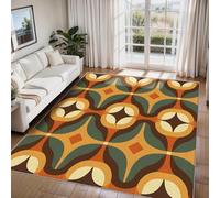 ZDABAOEC Retro Decor Bedroom - Mid Century Modern Groovy Rugs for Living Room, Bedroom, Geometric Carpet, Washable Non Slip Small Rug, Soft Low Pile Patterned Area Rug & Home Decor & Gifts, 80 x 150cm