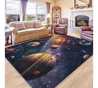 ZDABAOEC Space Rugs for Kids Bedroom - Space Planet Rug - Cosmic Rugs, Universe Galaxy Carpet, Space Planet Home Decor Non Slip Square Rug, Washable Rug, Anti Slip Low Pile Area Rug, 120 x 120cm