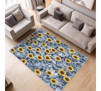ZDABAOEC Sunflower Rugs for Living Room - Sunflower Rug - Yellow Floral Rugs, Flower Botanical Carpet, Floral Home Decor Non Slip Small Rug, Washable Rug, Anti Slip Low Pile Area Rug, 60 x 110cm