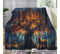 ZDABAOEC Tree of Life Deer Throw Blanket, Fleece Blanket for Bed Sofa Couch, Super Soft Fluffy Flannel Blankets and Throws, Double Size 150x200 cm