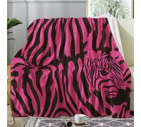 ZDABAOEC Zebra Striped Hot Pink Throw Blanket, Fleece Blanket for Bed Sofa Couch, Super Soft Fluffy Flannel Blankets and Throws, Single Size 130x150 cm