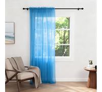 Zdada Net Curtains for Windows 108 Drop, Blue Slot Top Voile Curtains, Semi Transparent Sheer Curtain Net Curtain Panel for Living Room Kitcken W60xL108 Inch,1 Panel