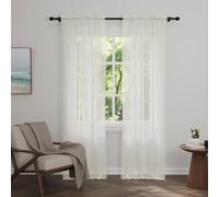Zdada Net Curtains for Windows 108 Drop, Cream Slot Top Voile Curtains, Semi Transparent Sheer Curtain Net Curtain Panel for Living Room Kitcken W60xL108 Inch,2 Panels