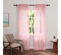 Zdada Net Curtains for Windows 108 Drop, Pink Voile Curtains 2 Panels