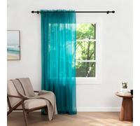 Zdada Net Curtains for Windows 108 Drop, Teal Slot Top Voile Curtains, Semi Transparent Sheer Curtain Net Curtain Panel for Living Room Kitcken W60xL108 Inch,1 Panel