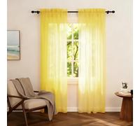 Zdada Net Curtains for Windows 72 Drop, Yellow Slot Top Voile Curtains, Semi Transparent Sheer Curtain Net Curtain Panel for Living Room Kitcken W60xL72 Inch,2 Panels