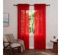 Zdada Net Curtains for Windows 84 Drop, Red Slot Top Voile Curtains, Semi Transparent Sheer Curtain Net Curtain Panel for Living Room Kitcken W60xL84 Inch,2 Panels