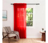 Zdada Net Curtains for Windows 84 Drop, Red Slot Top Voile Curtains, Semi Transparent Sheer Curtain Net Curtain Panel for Living Room Kitcken W60xL84 Inch,1 Panel