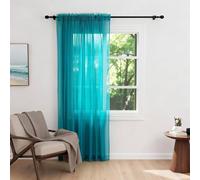 Zdada Net Curtains for Windows 84 Drop, Teal Slot Top Voile Curtains, Semi Transparent Sheer Curtain Net Curtain Panel for Living Room Kitcken W60xL84 Inch,1 Panel