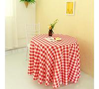 Zdada Red and White Check Table Cover Fabric Checker Table Cloth Round Polyester Tablecloth Gingham Linen 72 Inch