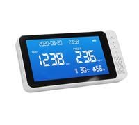 ZDAGELD 6 in 1 Air Quality Meter CO2 PM2.5 Temperature Humidity Time Date Display Indoor Environment Detector with LED Screen, Visual Audio Reminder, Rechargeable Battery, USB Type C