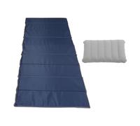ZDAGELD Camping Mat, Foldable Sleeping Pad with Inflatable Pillow, Portable Outdoors Sleeping Mat for Office Travel RV, Made From Oxford Fabric and Pearl Cotton (Dark Blue)