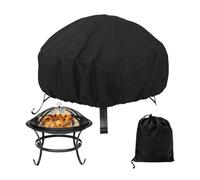 ZDAGELD Fire Pit Cover Round 34 Inch, Water Resistant 210D Silver Coated Firepit Cover for Outdoor Patio & Camping, Anti-Sun Rain Snow Protection for Fire Bowl (34" Dia x 15" H)