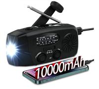 ZDAGELD Wind Up Radio, 10000mAh Solar Hand Crank Radio with AM/FM/NOAA, LED Flashlight, SOS Alarm, Portable Emergency Weather Radio for Camping