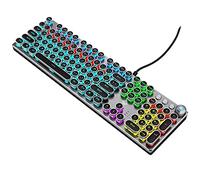 ZDawnn Typewriter Style Mechanical Gaming Keyboard.LED Rainbow Backlit,104 Keys,Retro Punk Round Keycaps with Brown Switch,Wired with USB-A,for PC/Mac/Laptop